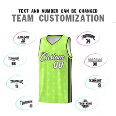 Neon Green White Star Graffiti Basketball Jersey 4