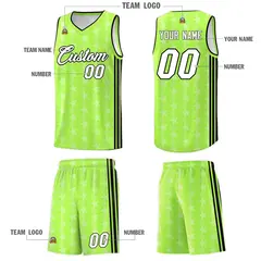 Neon Green White Star Graffiti Basketball Jersey 5
