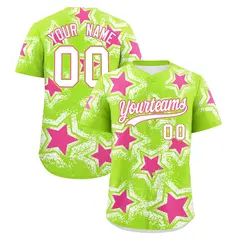 Neon Green White Star Graffiti Game Day Baseball Jersey 1