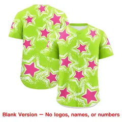 Neon Green White Star Graffiti Game Day Baseball Jersey 9