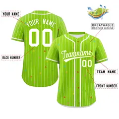 Neon Green White Stripe Star Pattern Baseball Jersey 2