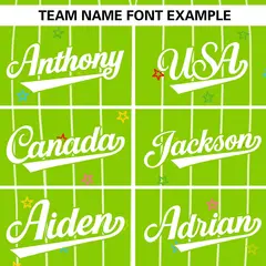 Neon Green White Stripe Star Pattern Baseball Jersey 3