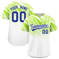 Neon Green White Tiger Stripe Gradient Baseball Jersey