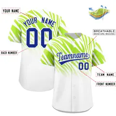 Neon Green White Tiger Stripe Gradient Baseball Jersey 2