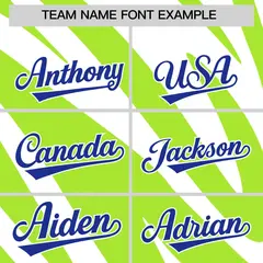 Neon Green White Tiger Stripe Gradient Baseball Jersey 3