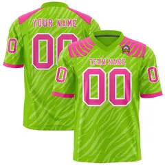 Neon Green White Tiger Stripe Graffiti Football Jersey 1