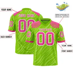 Neon Green White Tiger Stripe Graffiti Football Jersey 2