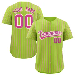 Neon Green White Tricolor Stripe Baseball Jersey 1
