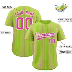 Neon Green White Tricolor Stripe Baseball Jersey 2
