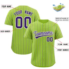 Neon Green White Tricolor Stripe Baseball Jersey 2