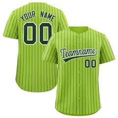 Neon Green White Tricolor Stripe Baseball Jersey 1