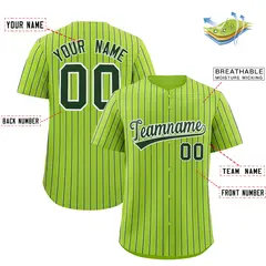 Neon Green White Tricolor Stripe Baseball Jersey 2