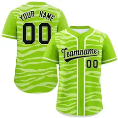 Neon Green White Zebra Stripes Graffiti Baseball Jersey