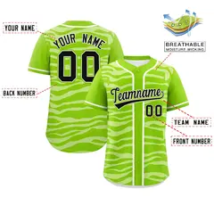 Neon Green White Zebra Stripes Graffiti Baseball Jersey 2