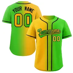 Neon Green Yellow-Black Gradient Baseball Jersey