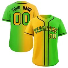 Neon Green Yellow-Black Gradient Baseball Jersey 7
