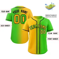 Neon Green Yellow-Black Gradient Baseball Jersey 8