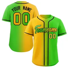 Neon Green Yellow-Black Gradient Baseball Jersey 9