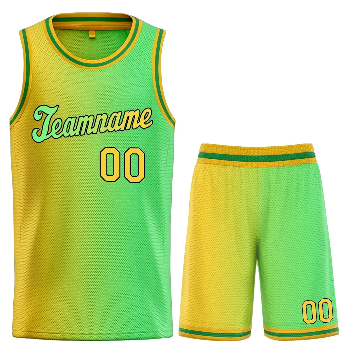 Neon Green Yellow Gradient Fashion Sets Basketball Jersey