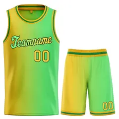 Neon Green Yellow Gradient Fashion Sets Basketball Jersey