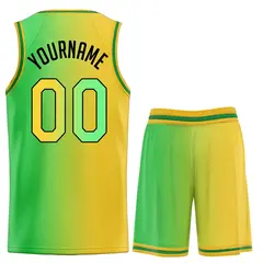 Neon Green Yellow Gradient Fashion Sets Basketball Jersey 2