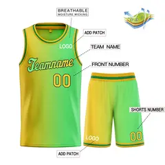 Neon Green Yellow Gradient Fashion Sets Basketball Jersey 3