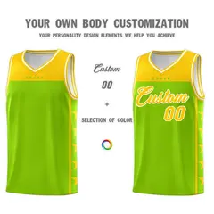 Neon Green Yellow Star Pattern Basketball Jersey 3