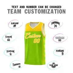 Neon Green Yellow Star Pattern Basketball Jersey 4