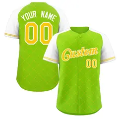 Neon Green Yellow-White Rhombus Authentic Baseball Jersey