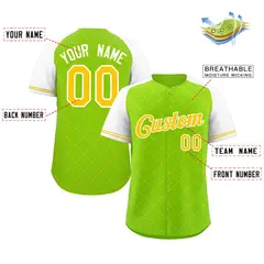 Neon Green Yellow-White Rhombus Authentic Baseball Jersey 2