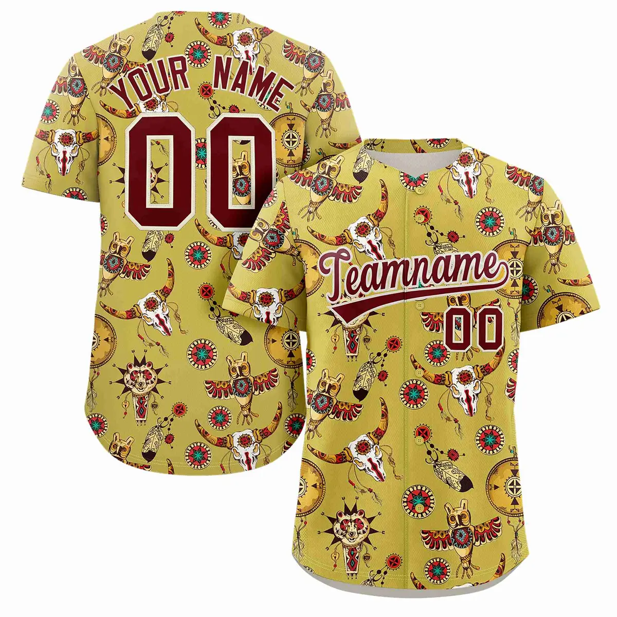Old Gold 3D Graffiti Pattern Authentic Baseball Jersey