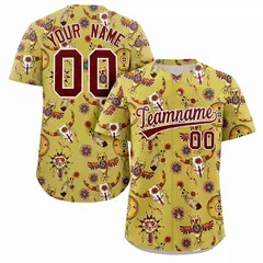 Old Gold 3D Graffiti Pattern Authentic Baseball Jersey