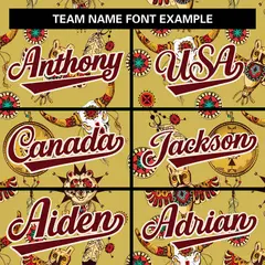 Old Gold 3D Graffiti Pattern Authentic Baseball Jersey 3
