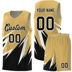 Old Gold Abstract Mountain Pattern Basketball Jersey