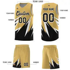 Old Gold Abstract Mountain Pattern Basketball Jersey 4