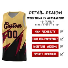 Old Gold Abstract Mountain Pattern Basketball Jersey 2