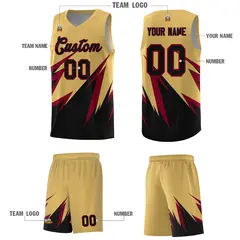 Old Gold Abstract Mountain Pattern Basketball Jersey 4