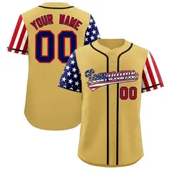 Old Gold American Flag Design Baseball Jersey