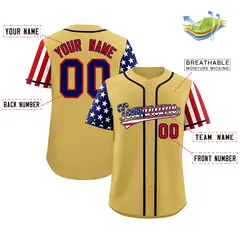 Old Gold American Flag Design Baseball Jersey 2