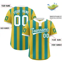 Old Gold Aqua Stripe Two-Button Softball Jersey 2