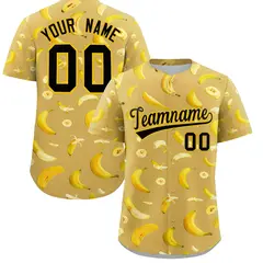 Old Gold Banana Graffiti Pattern Fashion Baseball Jersey
