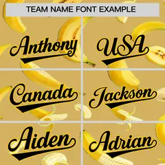 Old Gold Banana Graffiti Pattern Fashion Baseball Jersey 4