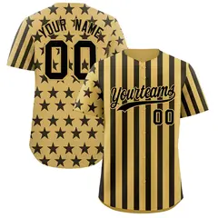 Old Gold Black American Flag Graffiti Baseball Jersey 1