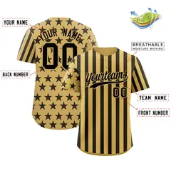 Old Gold Black American Flag Graffiti Baseball Jersey 2