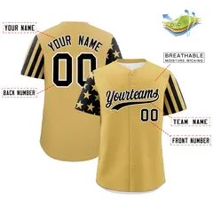 Old Gold Black American Flag Raglan Baseball Jersey 2
