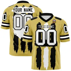 Old Gold Black and White Graffiti Flag Football Jersey 1