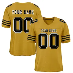 Old Gold Black-Black Mesh Football Jersey 1