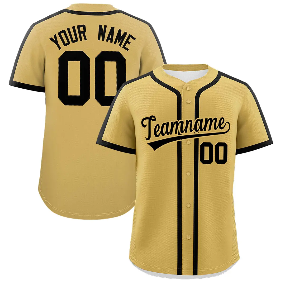 Old Gold Black Classic Authentic Baseball Jersey