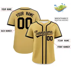 Old Gold Black Classic Authentic Baseball Jersey 2