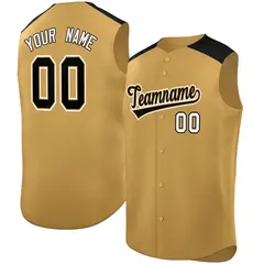 Old Gold Black Classic Authentic Sleeveless Baseball Jersey